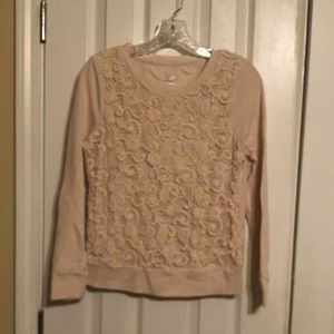 Cream with lace dressy sweatshirt